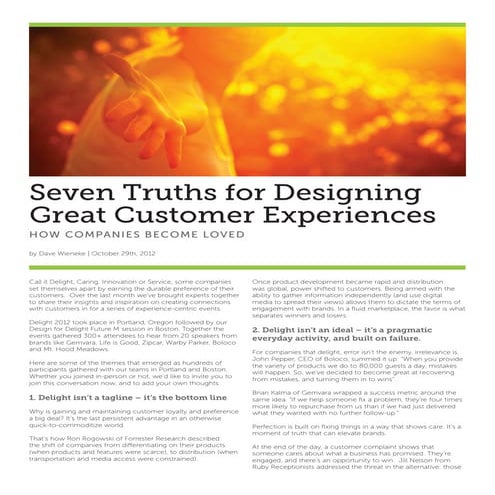 Customer experience design truths