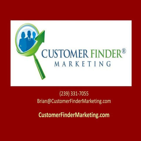 Customer Finder Marketing Marketing for Restaurants PowerPoint