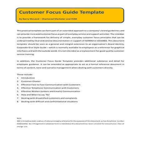 Customer Focus Guide Template 2016