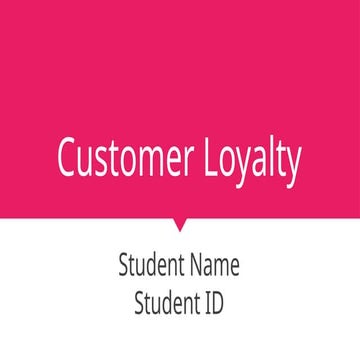 Sample Presentation Assignment on Customer Loyalty