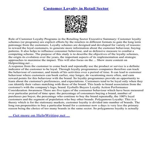 Customer Loyalty In Retail Sector | PDF