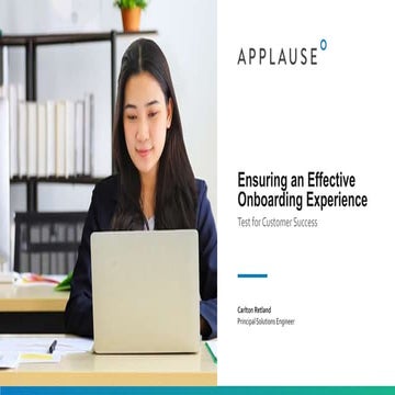 Ensuring an Effective Onboarding Experience: Test for Customer Success