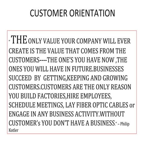 Customer orientation xp version