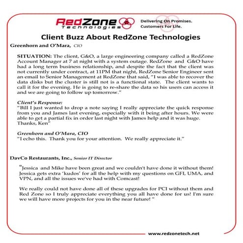 RedZone Testimonials
