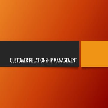 Customer relationship management