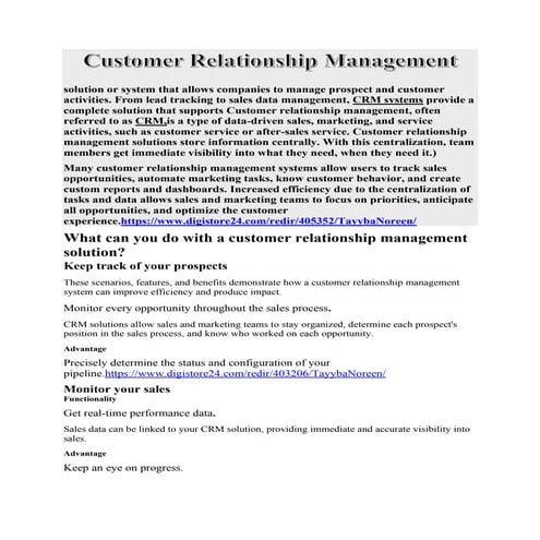 Customer relationship management