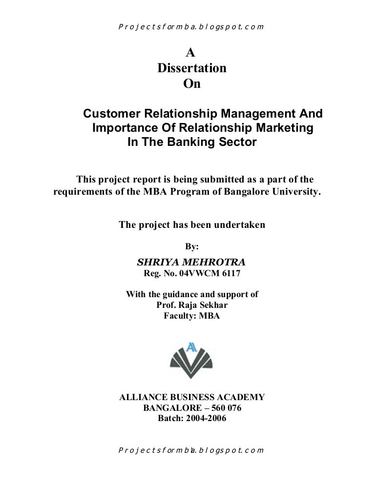 Thesis on customer relationship management in banks