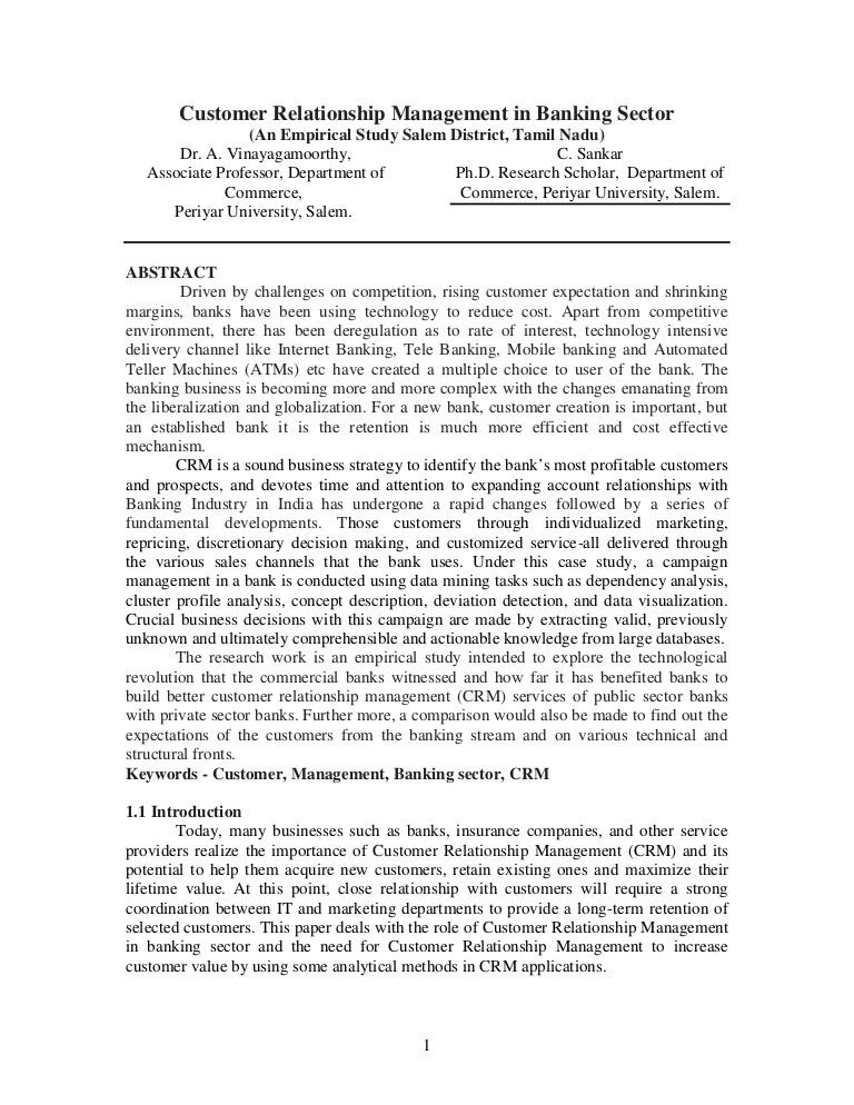 Thesis on customer relationship management in banks