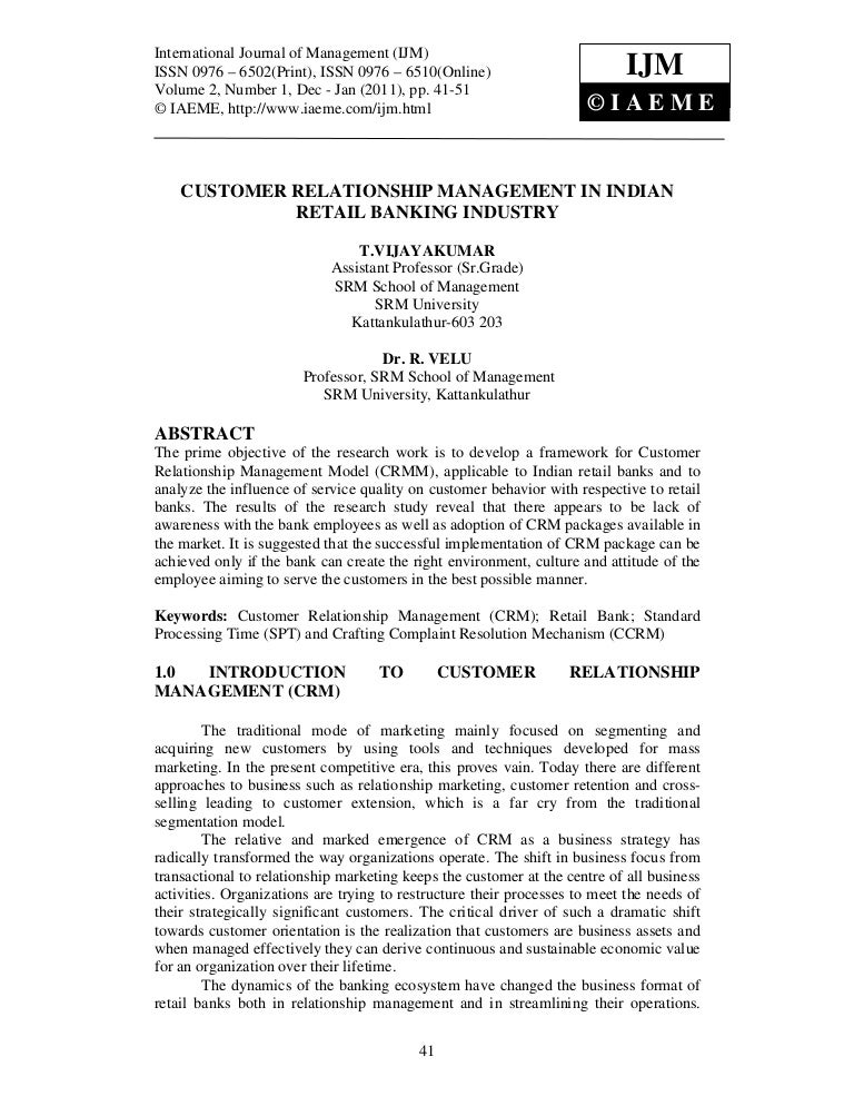 Thesis on customer relationship management in banks