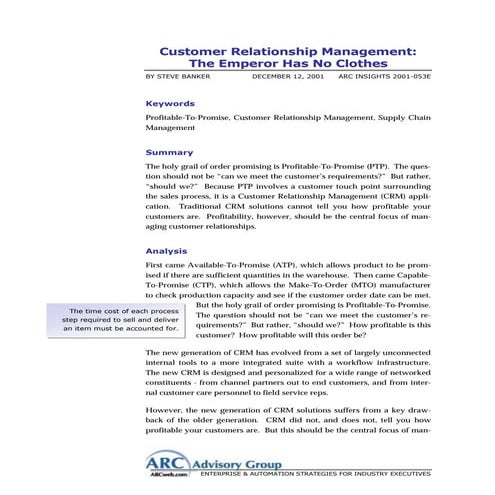Customer relationship management the emperor has no clothes