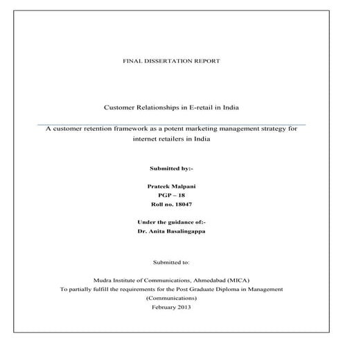 Customer relationships in e retail in india