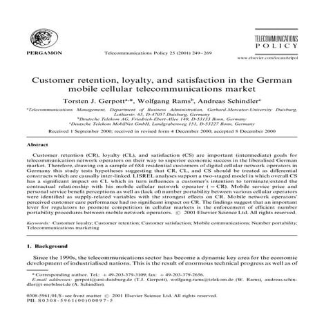 Customer retention, loyalty, and satisfaction in the german