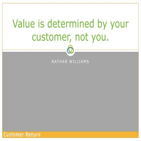 Value is determined by your customer, not you.