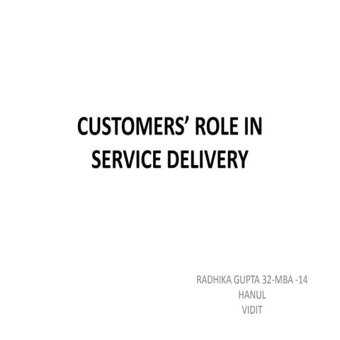 Customer role in service delivery
