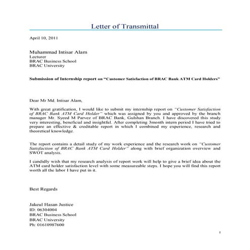 Customer satisfaction of brac bank atm card holders