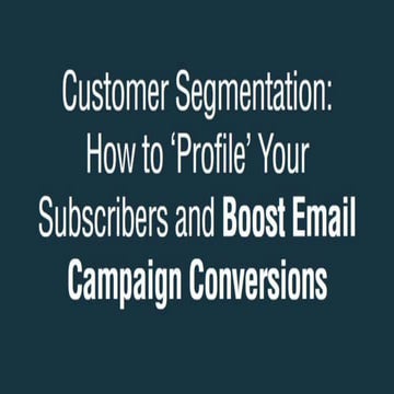 Customer Segmentation: How to ‘Profile’ Your Subscribers and Boost Email Camp...