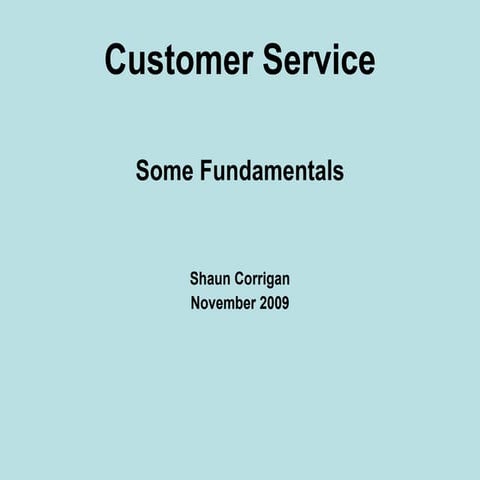 Customer service-some fundamentals