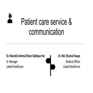 Customer service  and communication in healthcare