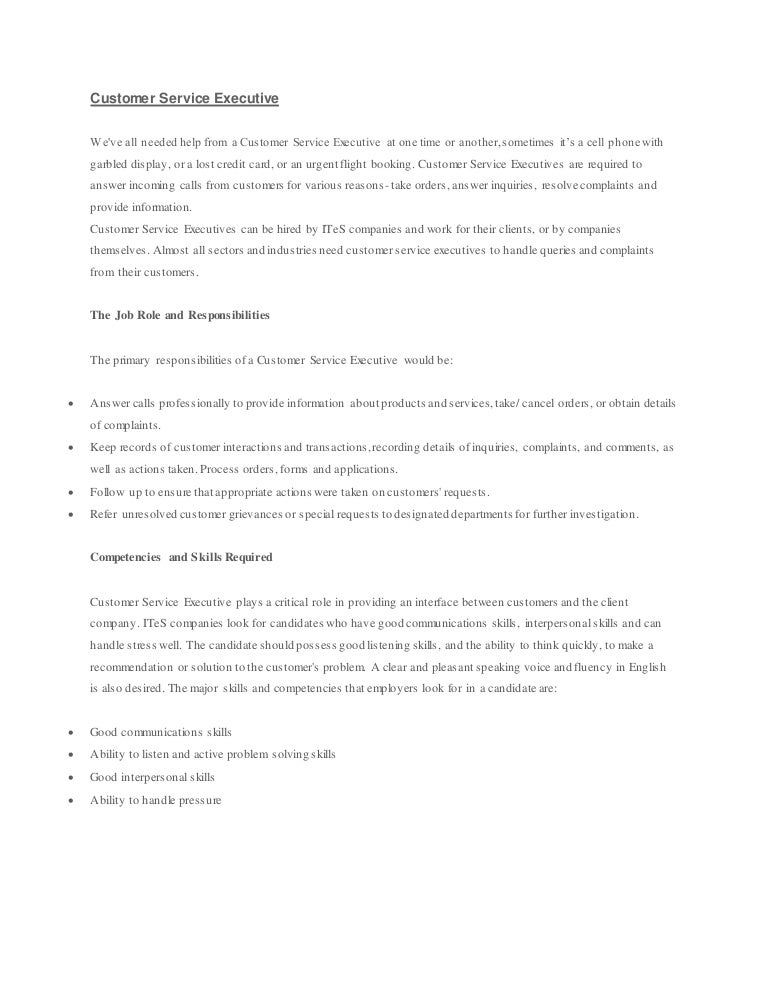 Customer Service Executive