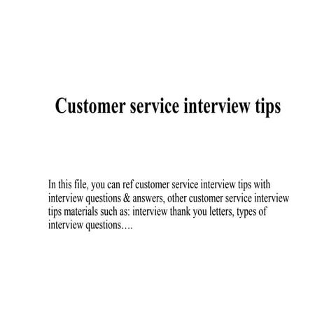 Customer service interview tips