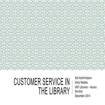 Library Customer Service Training | PPTX