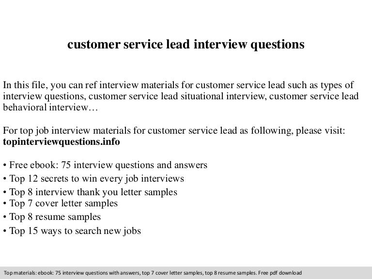Customer service lead interview questions