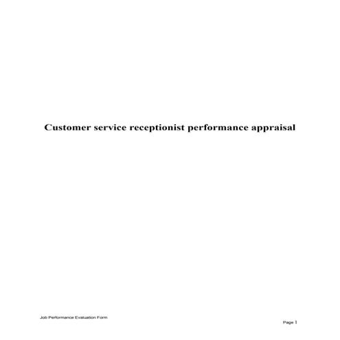 Customer service receptionist performance appraisal
