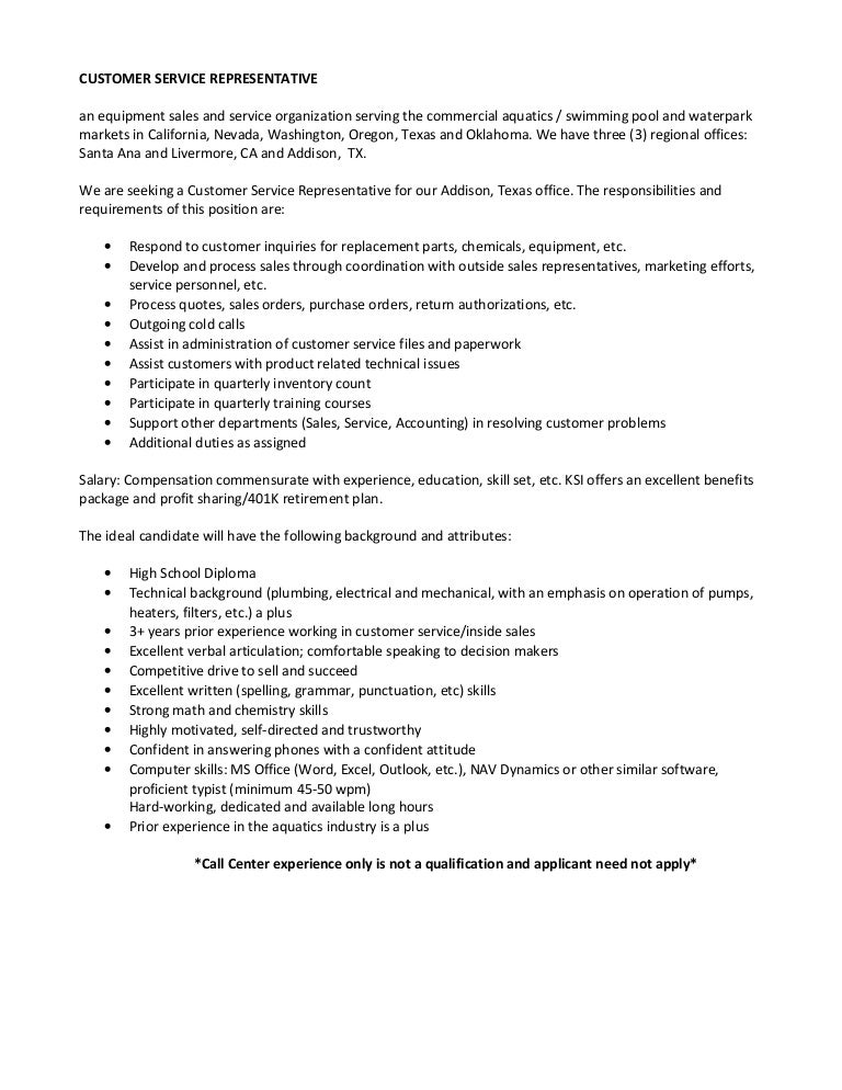 Customer Service Rep Addison Office