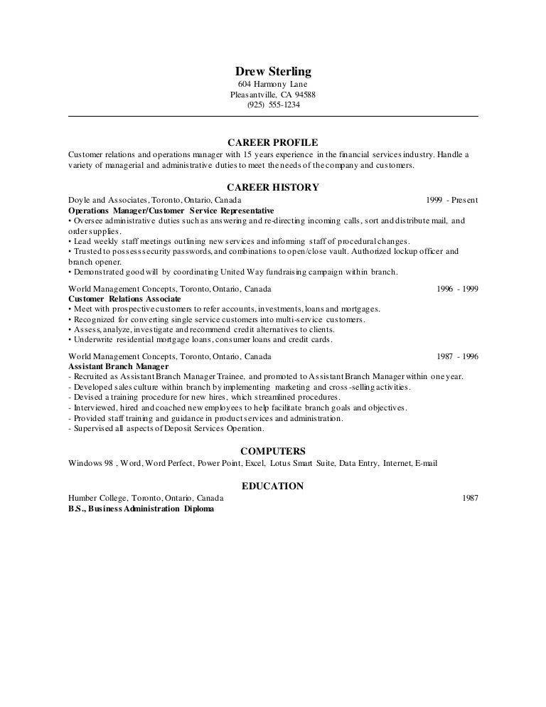 Customer Service Representative Banking Cv Template