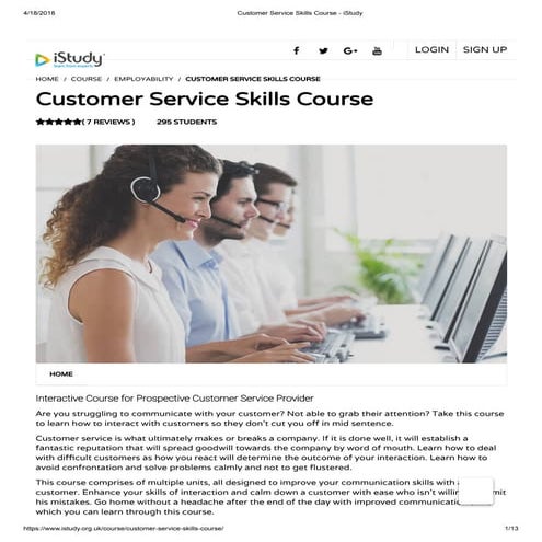 Customer service skills course | iStudy