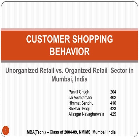 Customer Shopping Behavior - Organized & Unorganized Retail in India