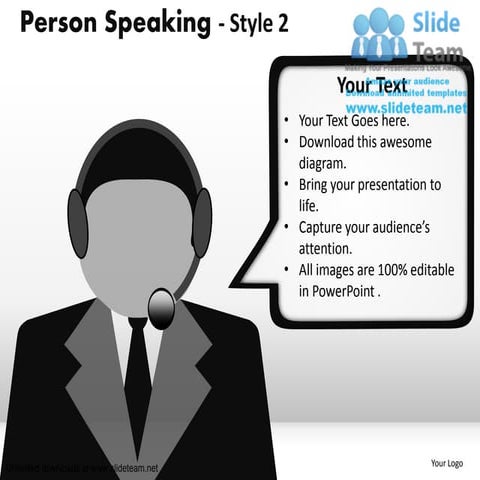Customer support person speaking voice bubble power point slides and ppt temp...
