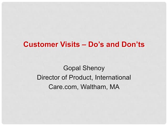 Customer visits - 10 Do's and Don'ts