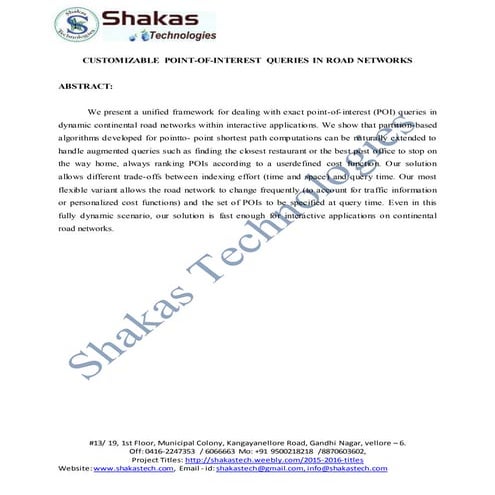 Customizable point of-interest queries in road networks