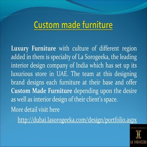 Custom made furniture | PPT