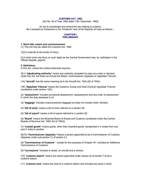 Customs act, 1962