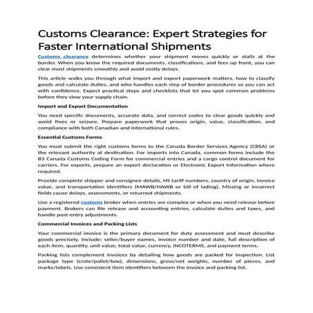 Customs Clearance: Expert Strategies for Faster International Shipments ...