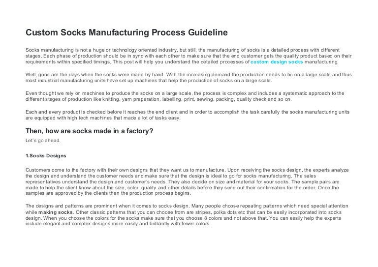 Custom socks manufacturing process guideline
