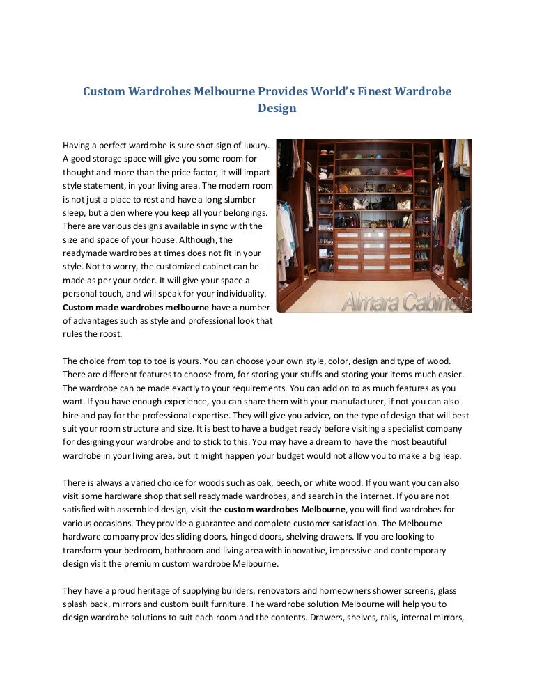 Custom Wardrobes Melbourne Provides World S Finest Wardrobe Design
