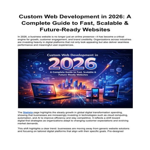 Custom Web Development in 2026: Building Fast, Scalable, and Future ...