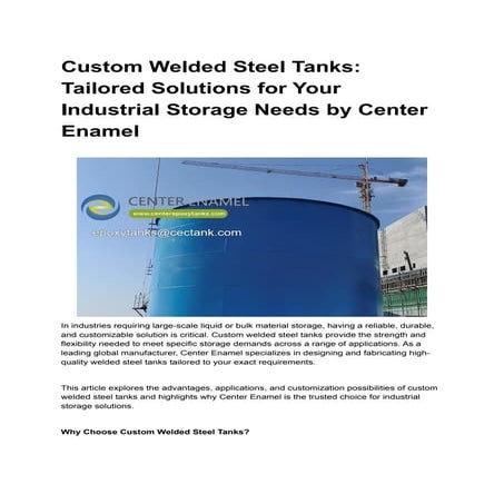 Custom Welded Steel Tanks_ Tailored Solutions for Your Industrial Storage Nee...