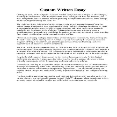 Custom Written Essay