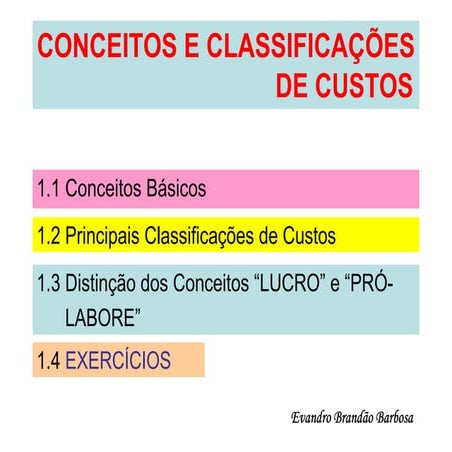 Custos conceitos e classificacoes | PDF
