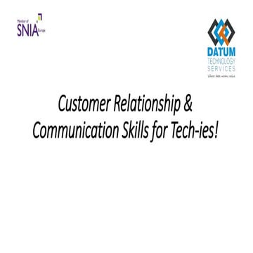 Customer Relation Skills for Techies