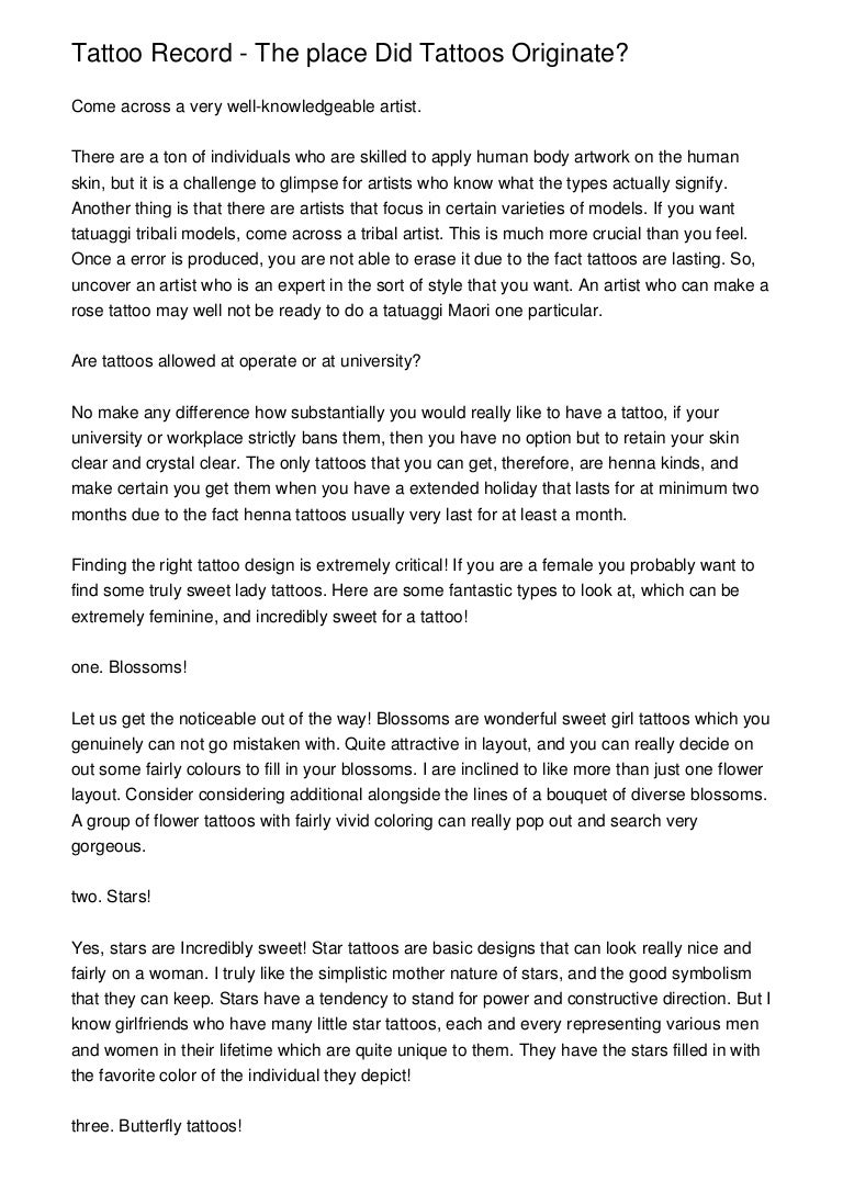 Tattoo Record The place Did Tattoos Originate?