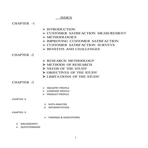 Cutomer satifiastion project