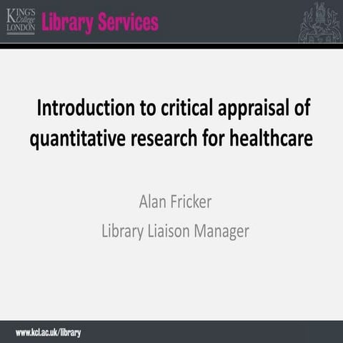Quick introduction to critical appraisal of quantitative research