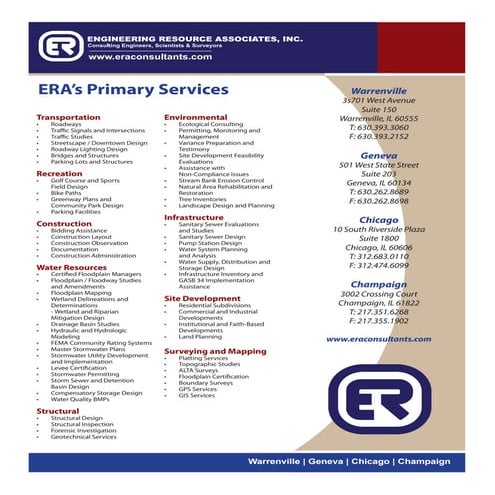 ERA\'s Service Cut Sheets