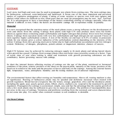 PROPAGATION METHOD: CUTTINGS