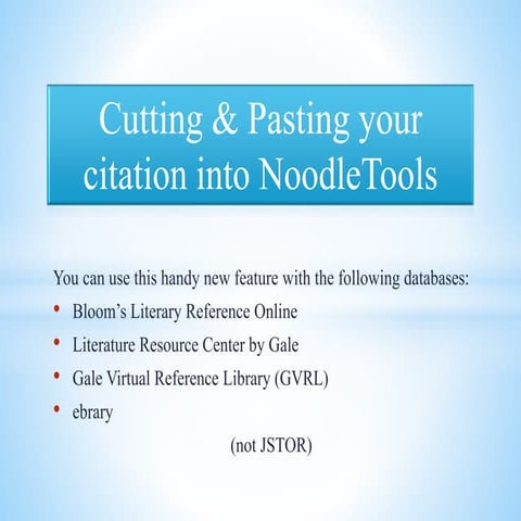 Cutting and pasting your citation